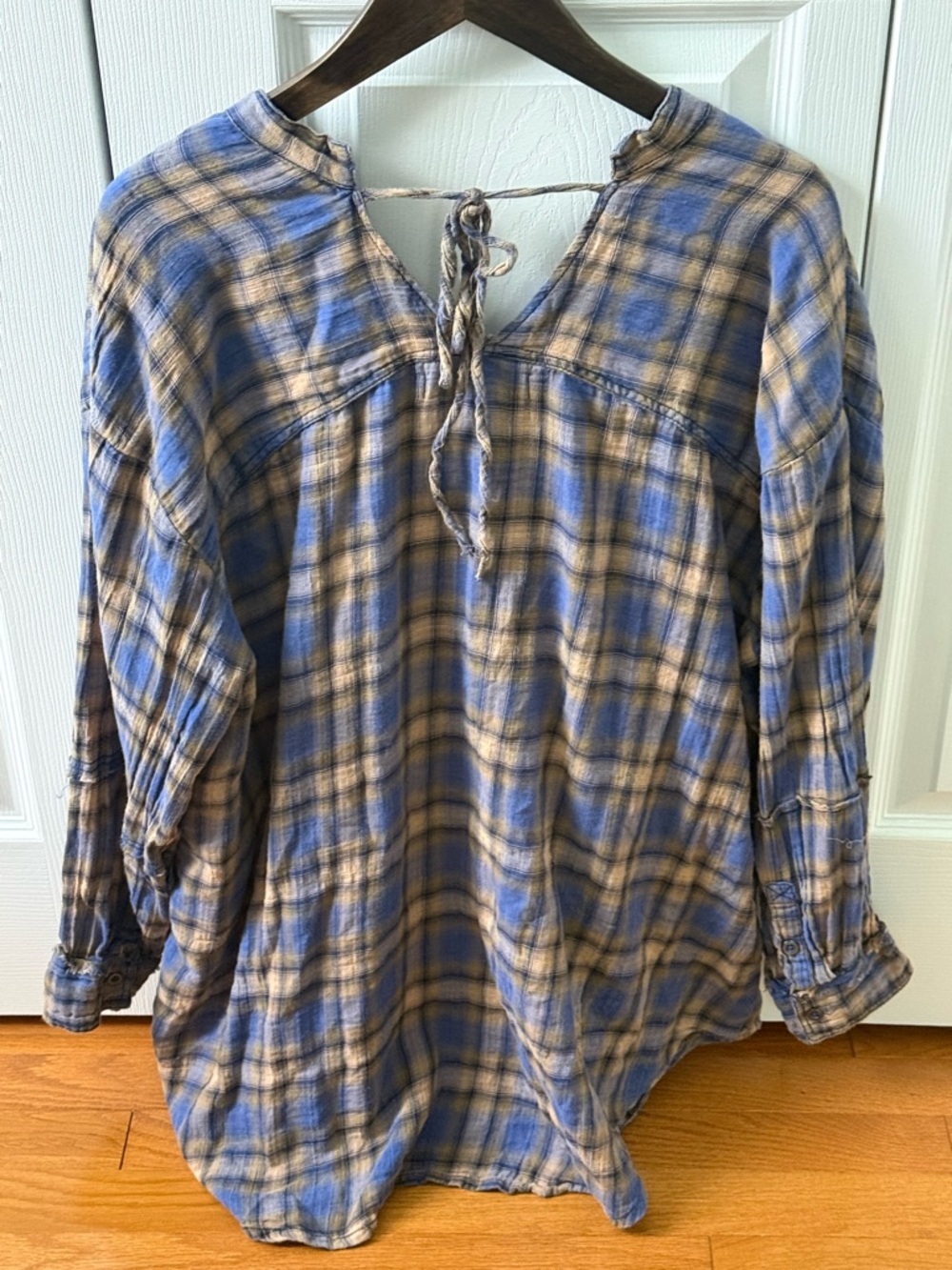 Free People One Of The Boys Plaid Tunic in Blue Combo - Picture 3 of 4